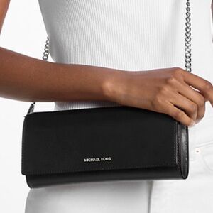 MICHAEL KORS Jet Set Medium Leather Flap Clutch Crossbody Shoulder Bag Wallet